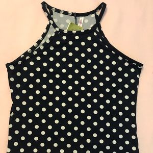 Sweet Brand Navy Blue Polka Dot Halter Top